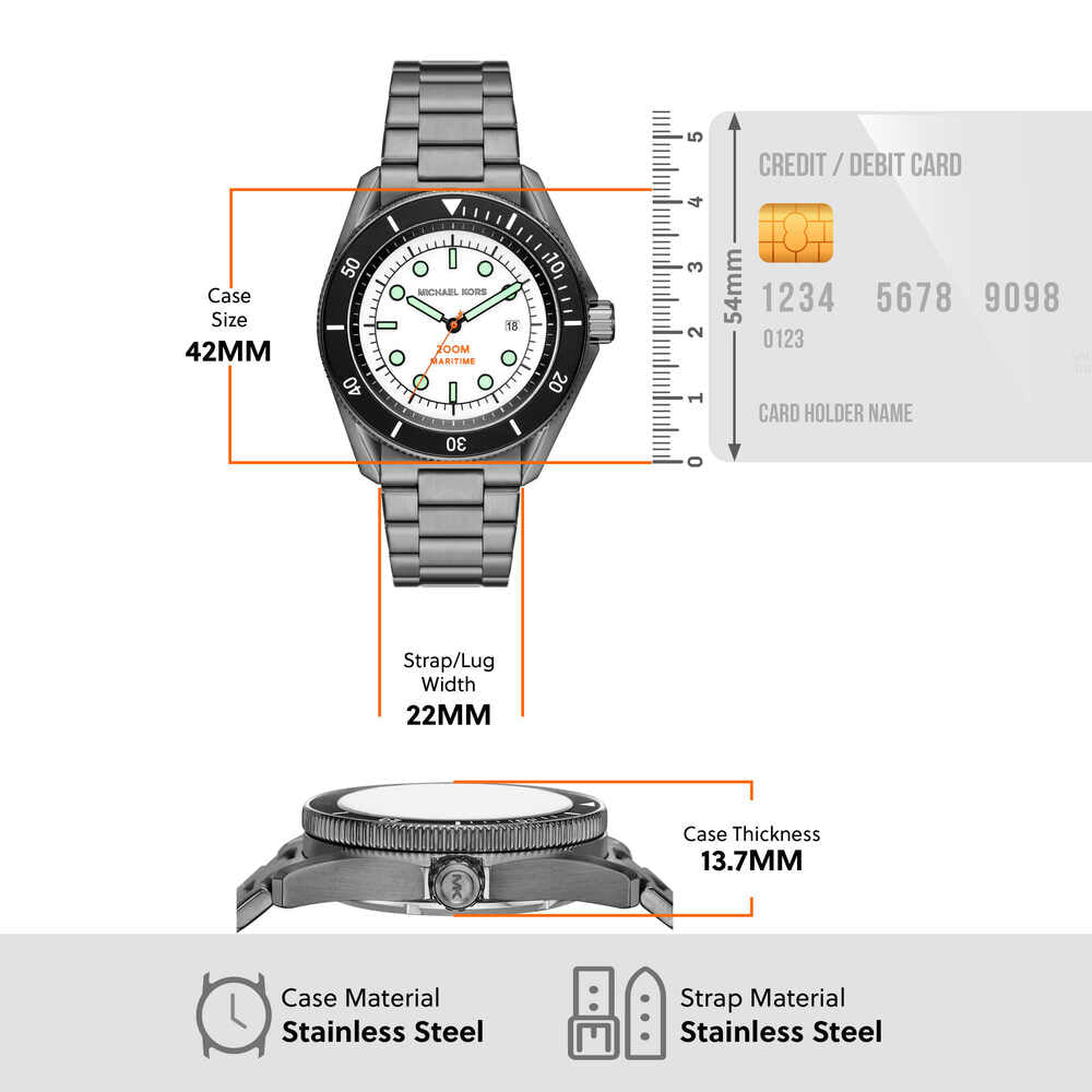 Maritime Three-Hand Date Gunmetal Stainless Steel Watch