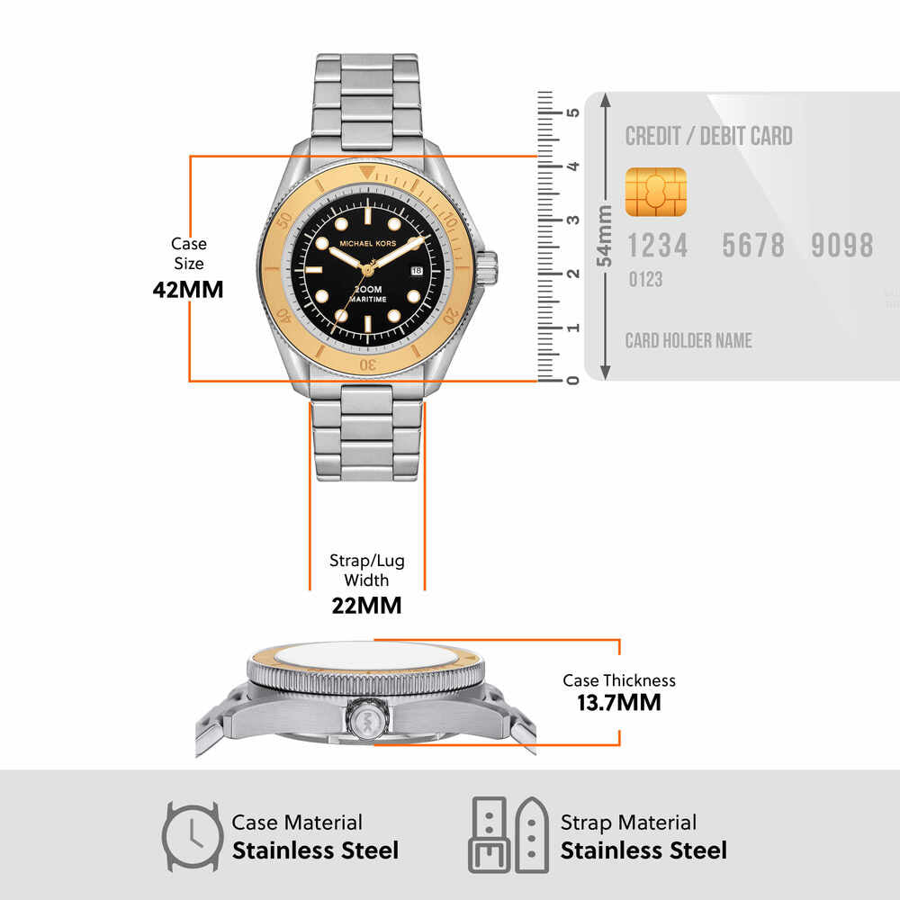 Maritime Three-Hand Date Stainless Steel Watch