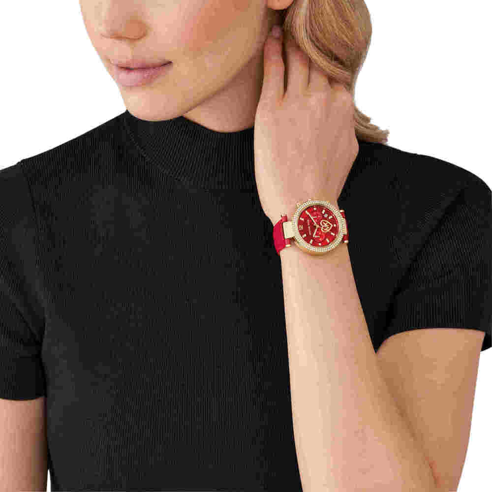Parker Qixi Pavé Gold-Tone and Leather Watch