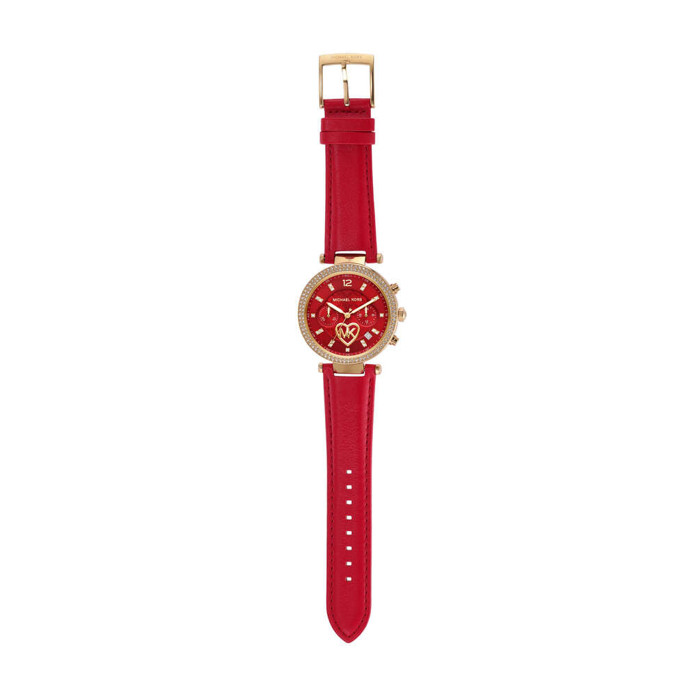 Parker Qixi Pavé Gold-Tone and Leather Watch