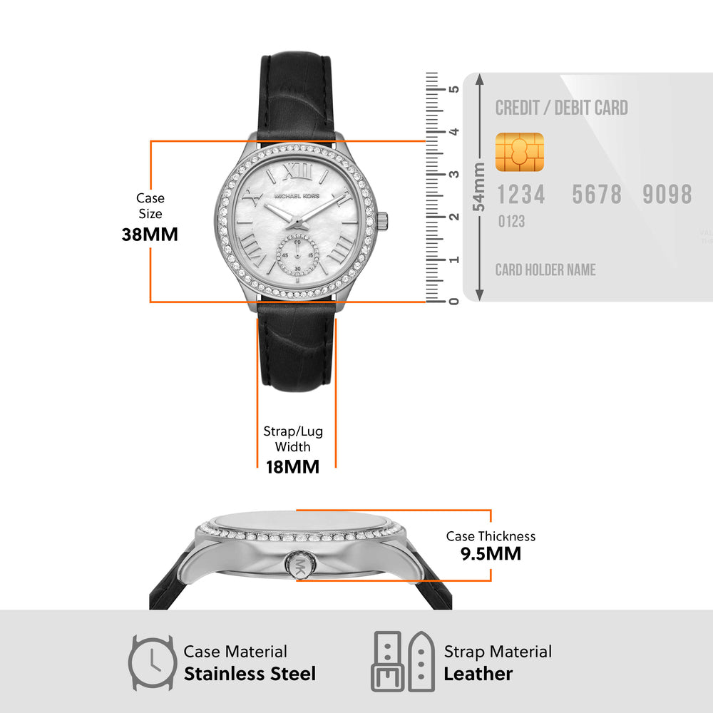 Sage Women Mother Of Pearl Leather Watch