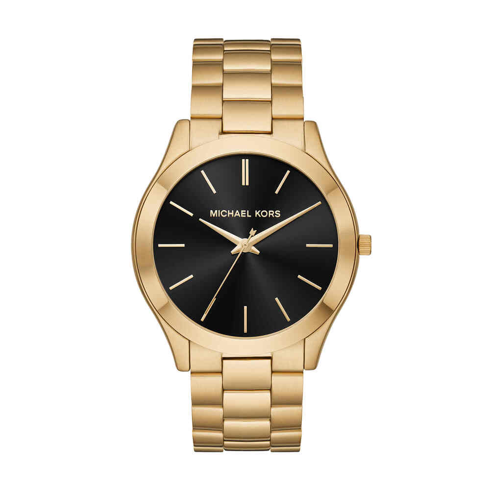 Slim Runway Men Quartz Black Dial Analog Stainless Steel Watch