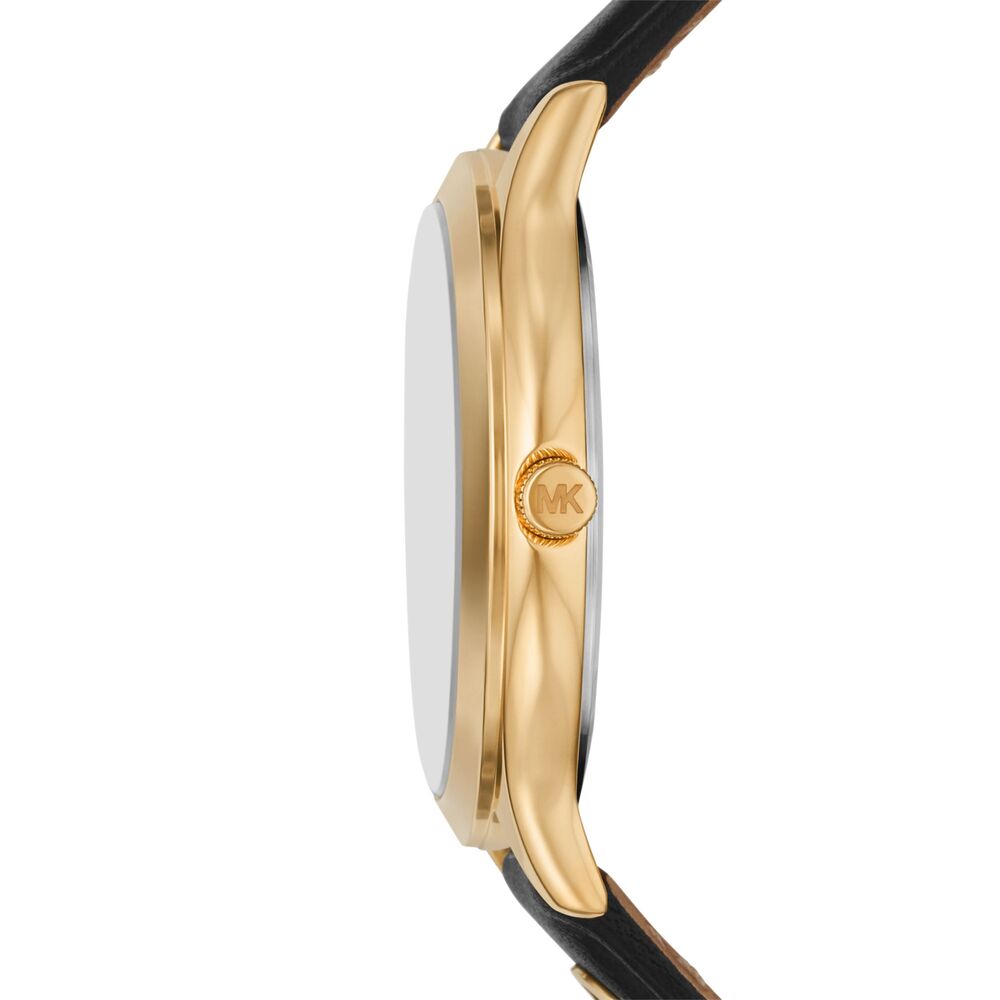 Slim Runway Three-Hand Black Leather Watch