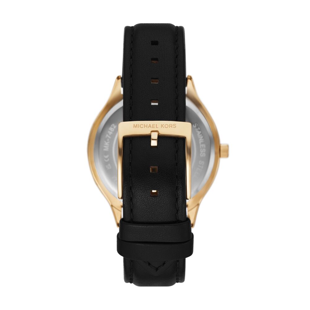 Slim Runway Three-Hand Black Leather Watch