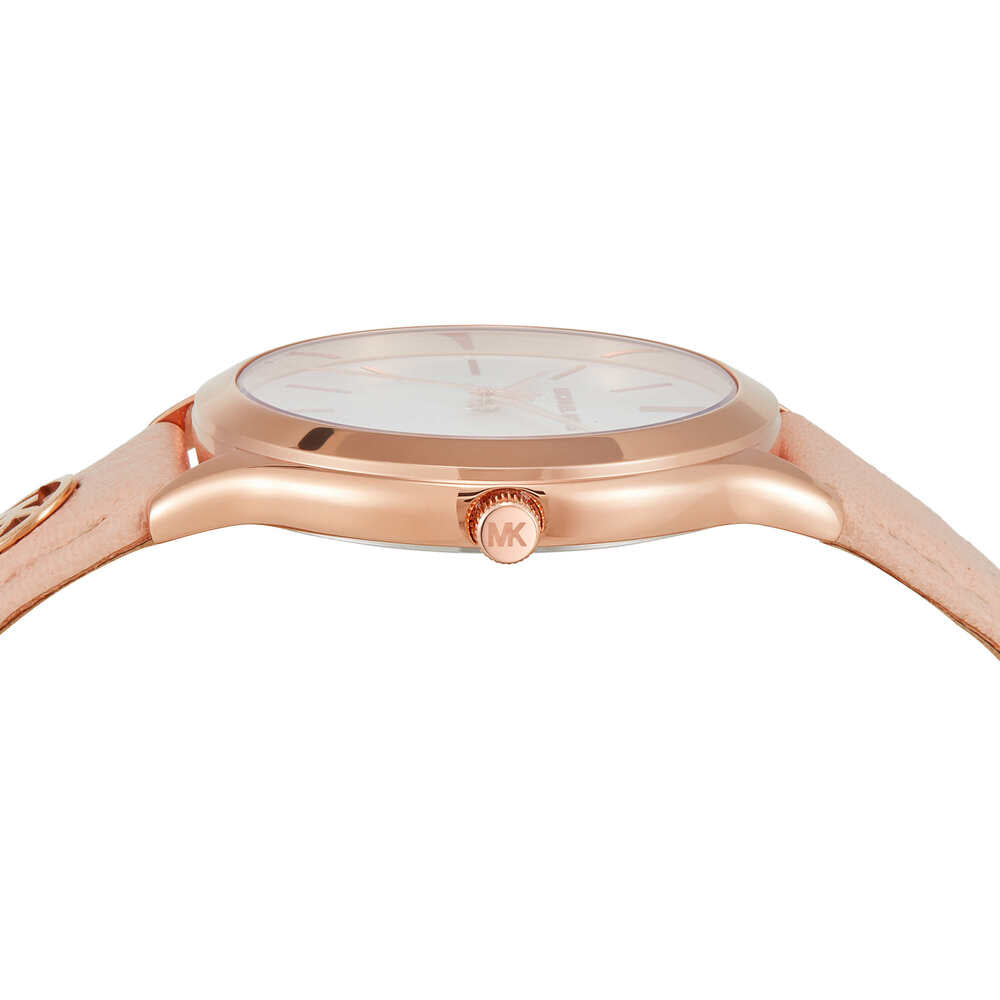 Slim Runway Three-Hand Blush Leather Watch