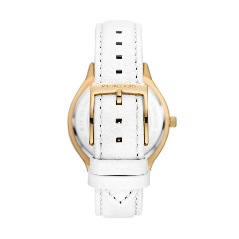 Slim Runway Three-Hand White Leather Watch