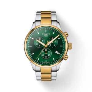 tissot chronograph green dial watch