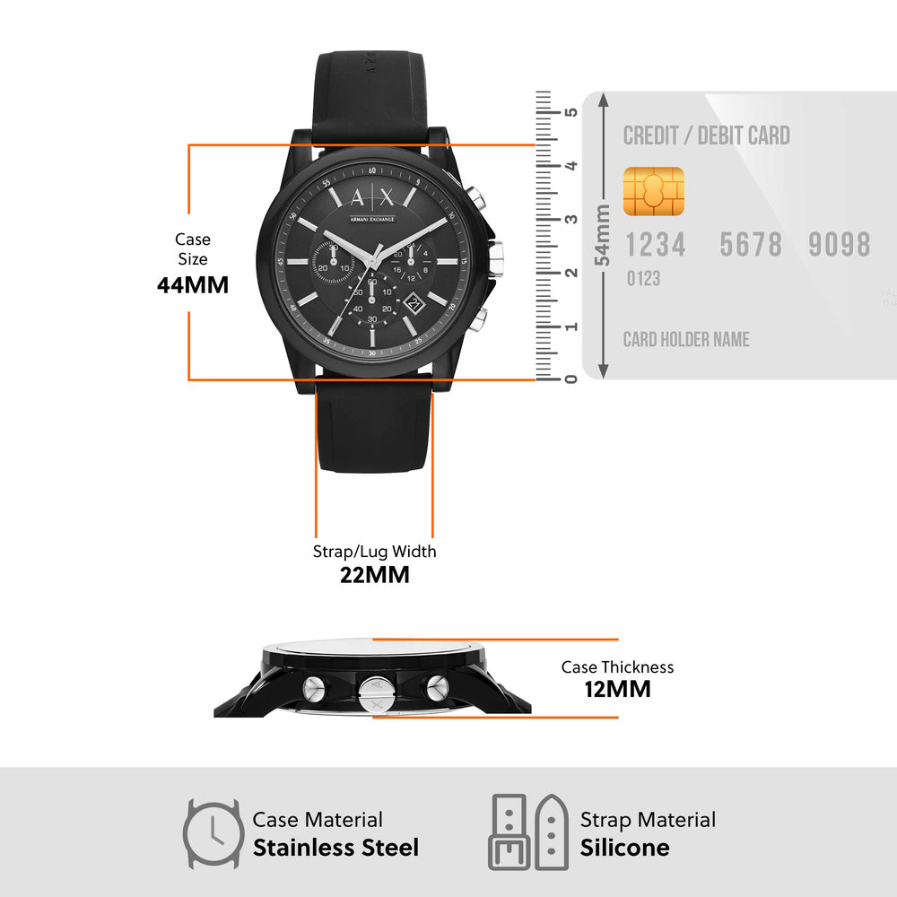 Chronograph Black Silicone Watch