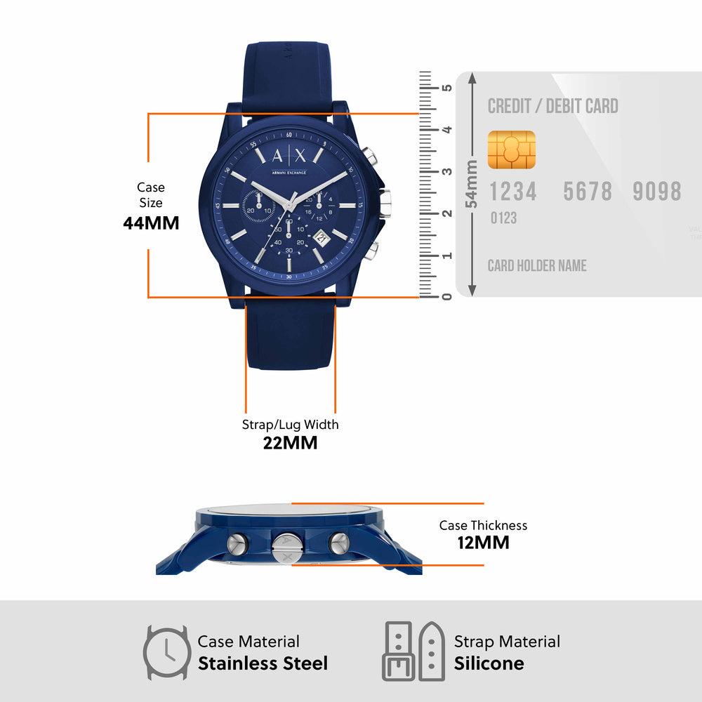 Chronograph Blue Silicone Watch