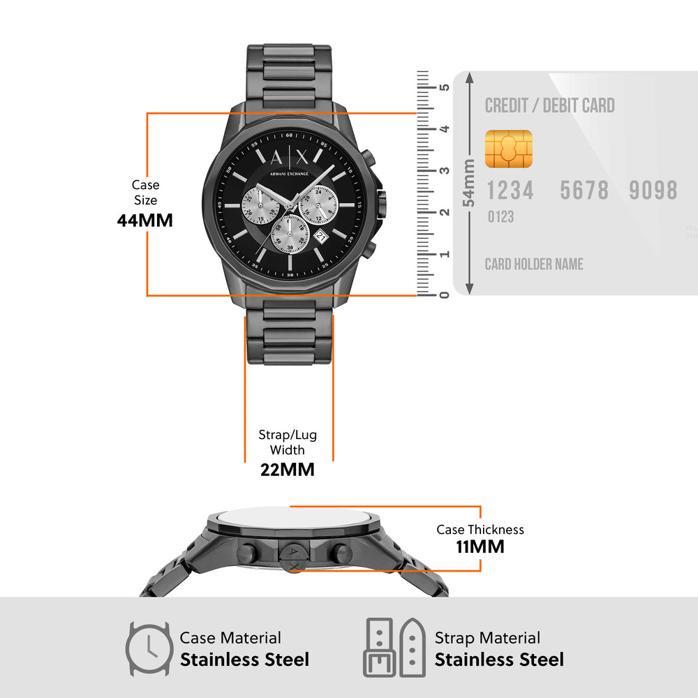 Chronograph Gunmetal Stainless Steel Watch