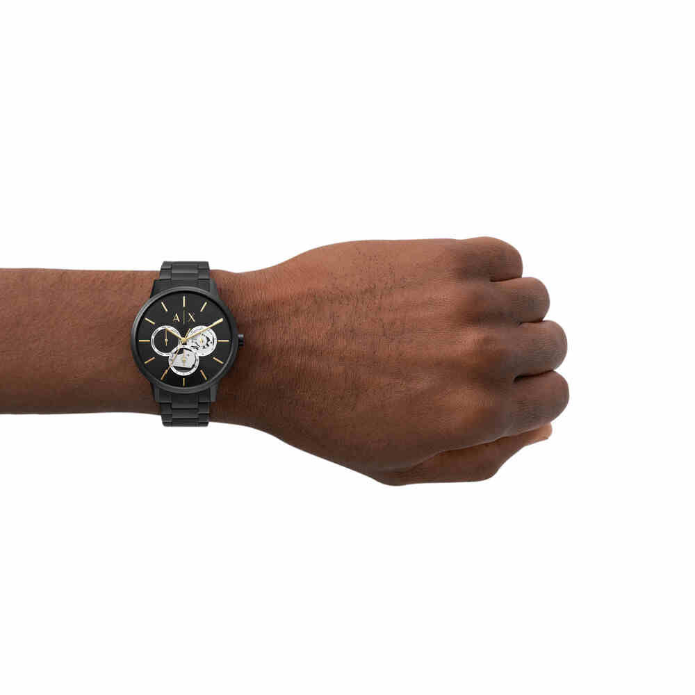 Multifunction Black Stainless Steel Watch