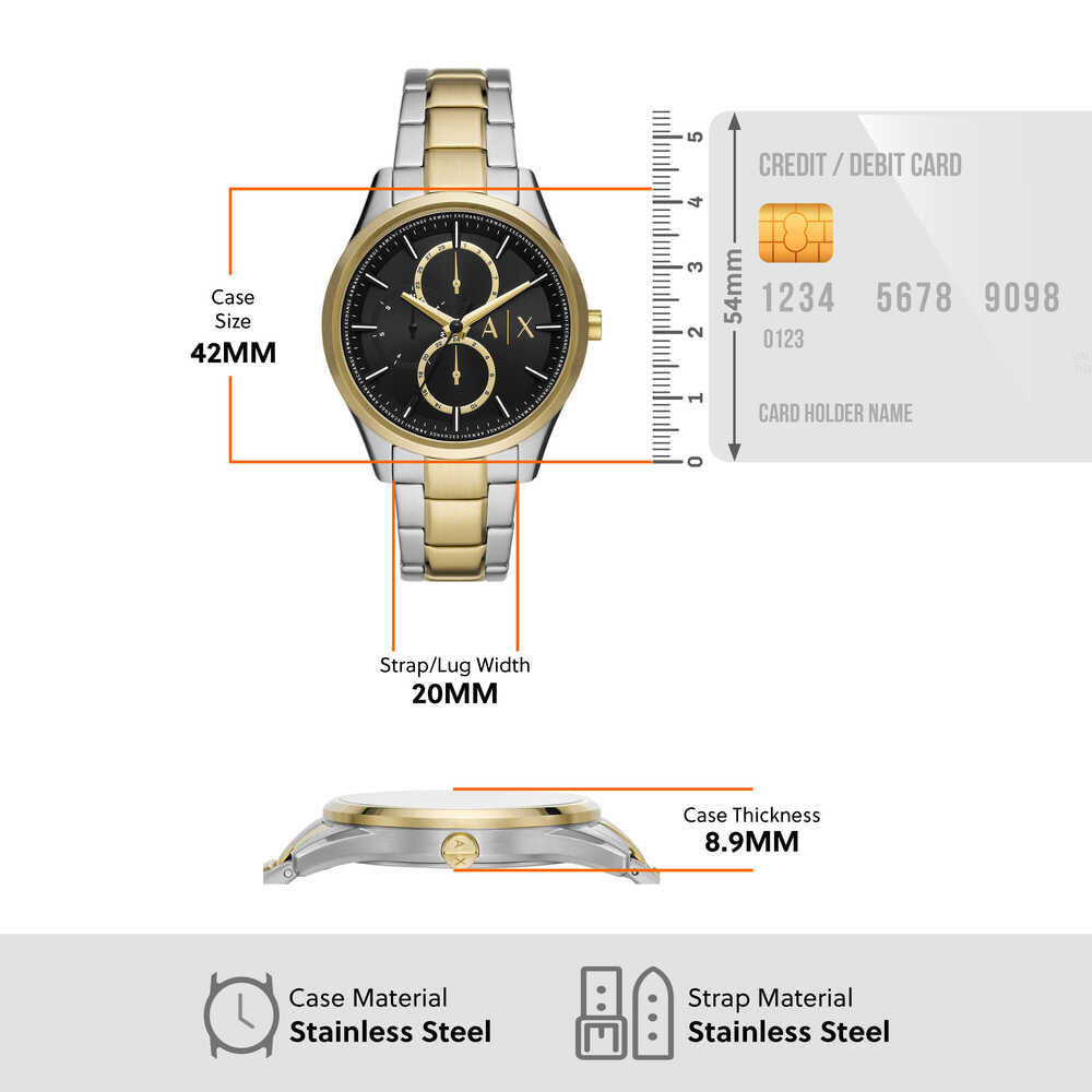 Multifunction Two-Tone Stainless Steel Watch