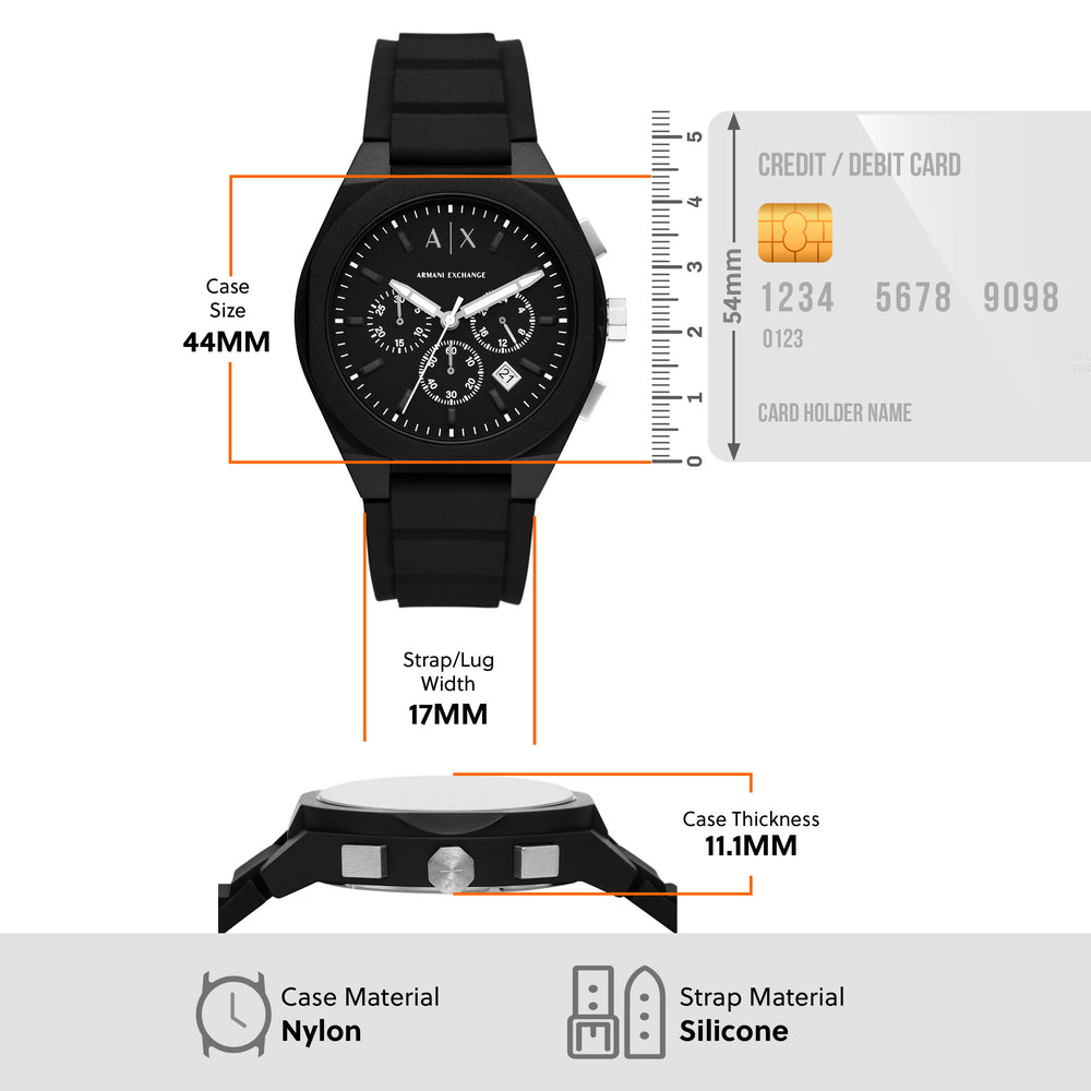 Sync Chronograph Black Silicone Watch