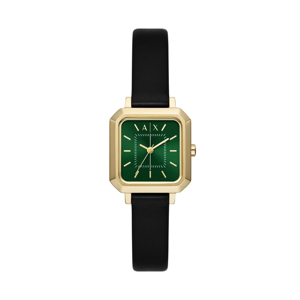 Three-Hand Black Leather Watch