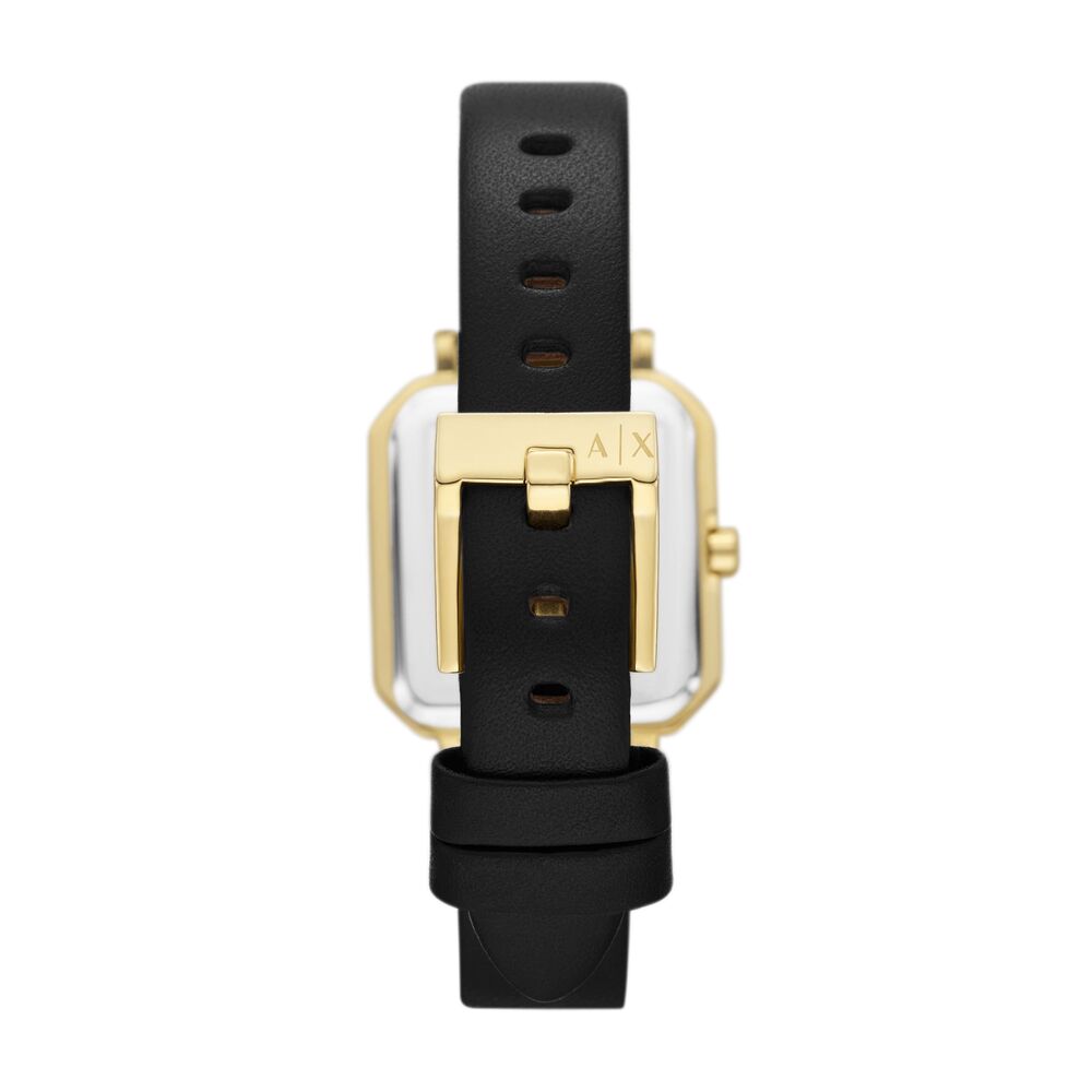 Three-Hand Black Leather Watch