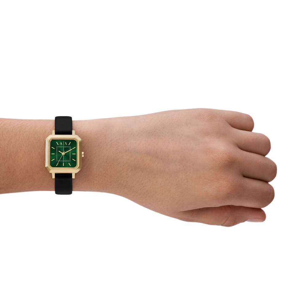 Three-Hand Black Leather Watch