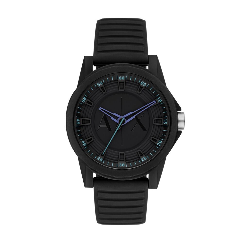 Three-Hand Black Silicone Watch