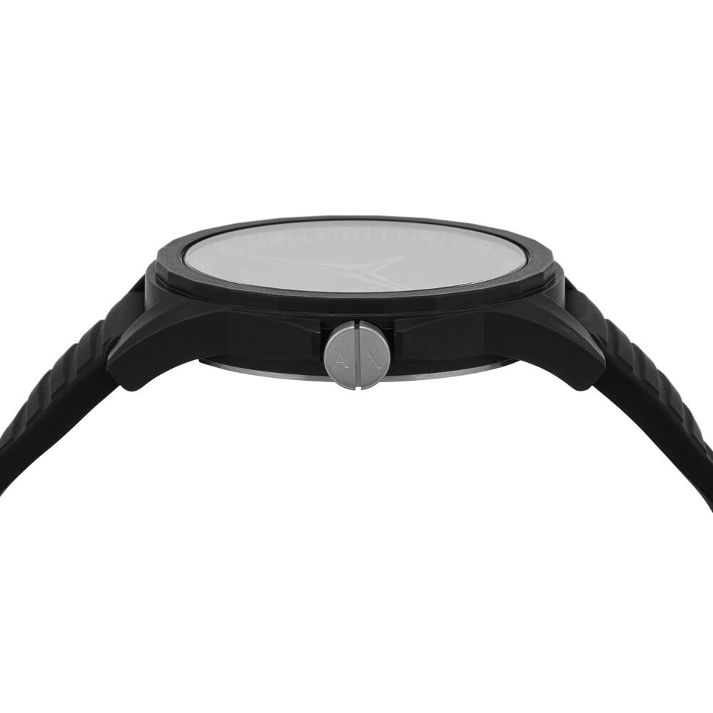 Three-Hand Black Silicone Watch