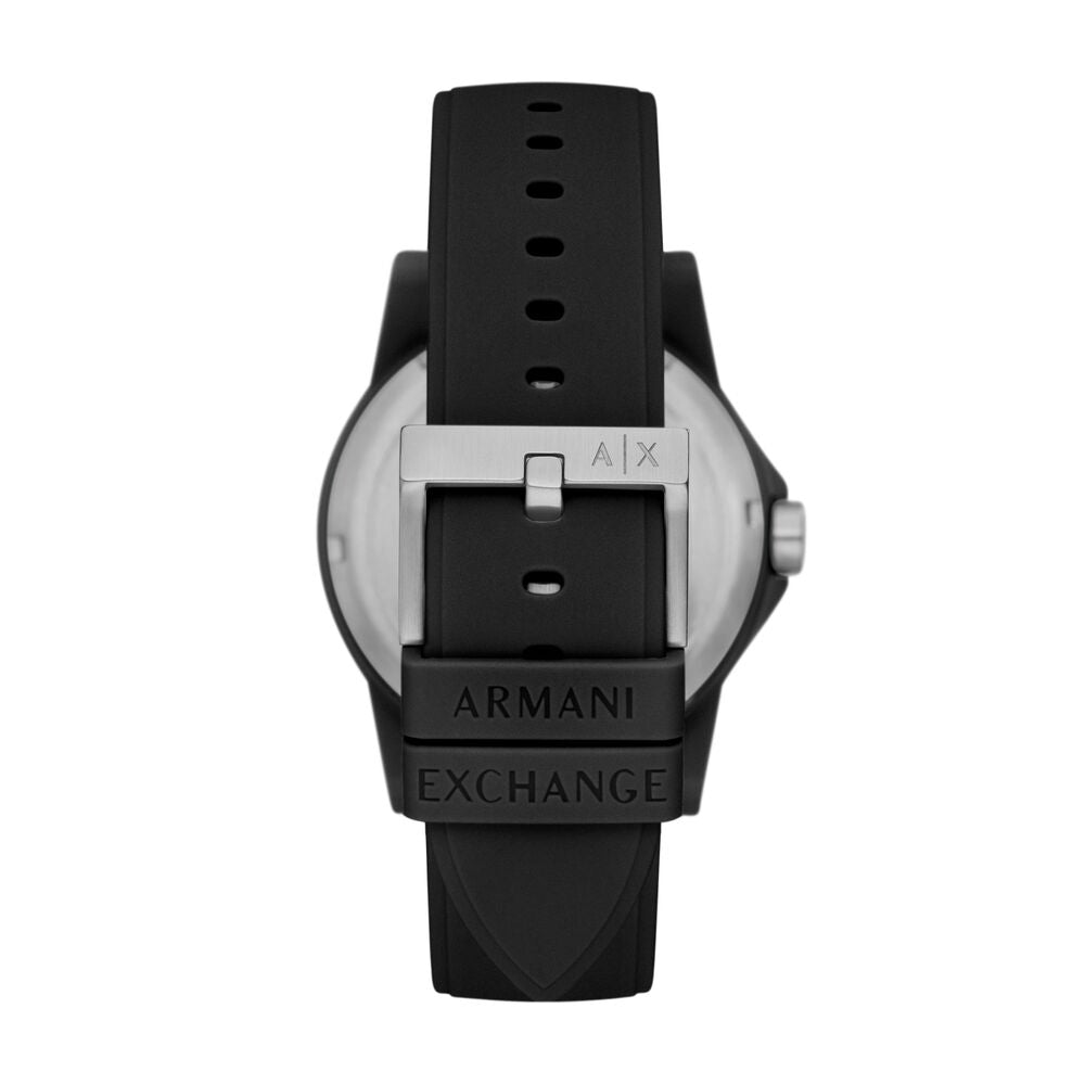 Three-Hand Black Silicone Watch