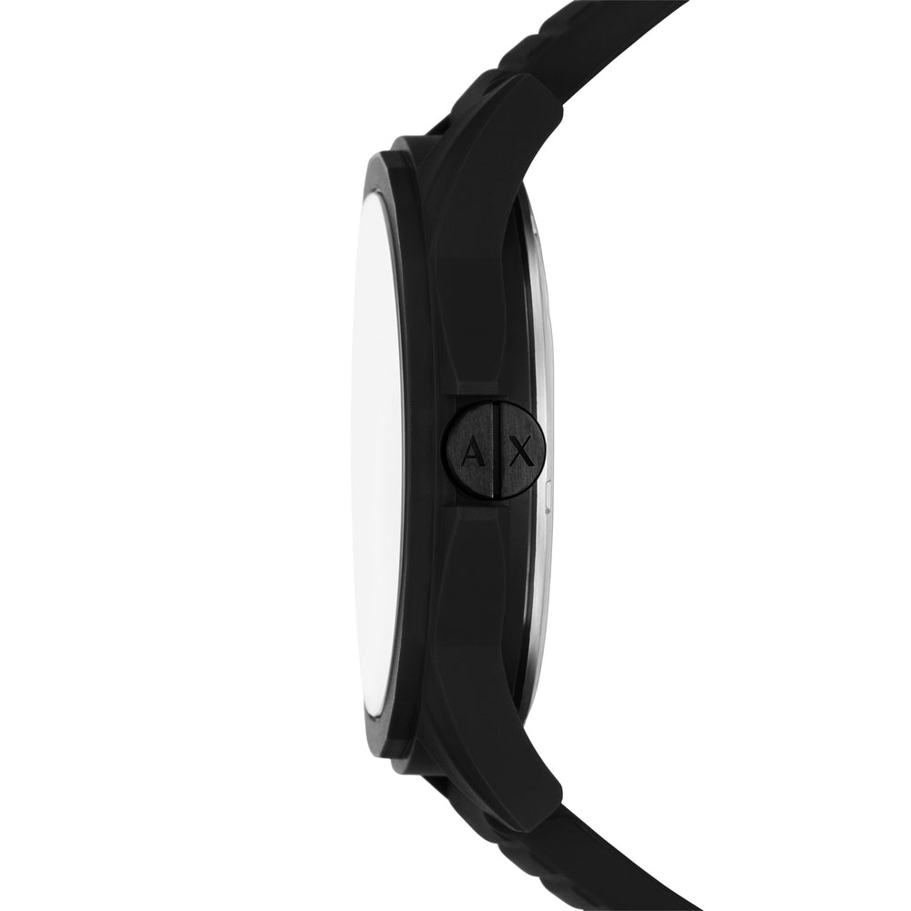 Three-Hand Black Silicone Watch