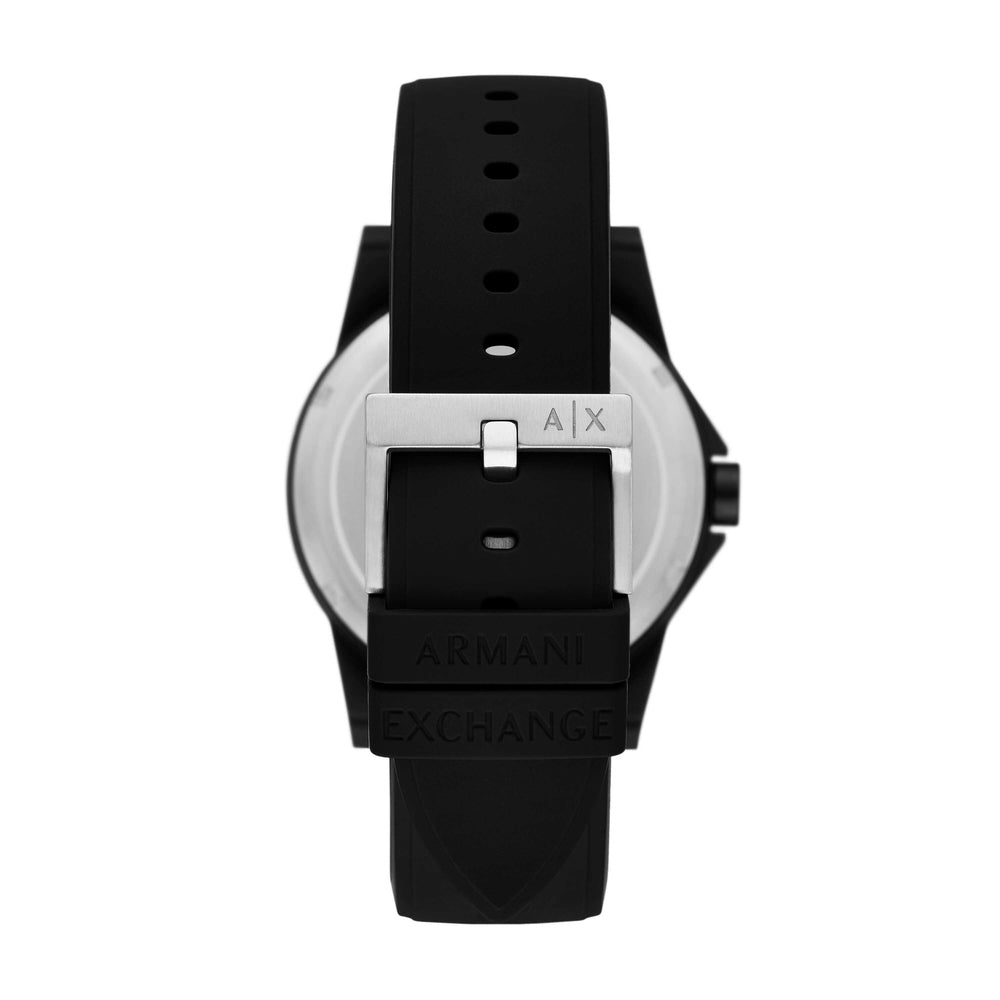 Three-Hand Black Silicone Watch