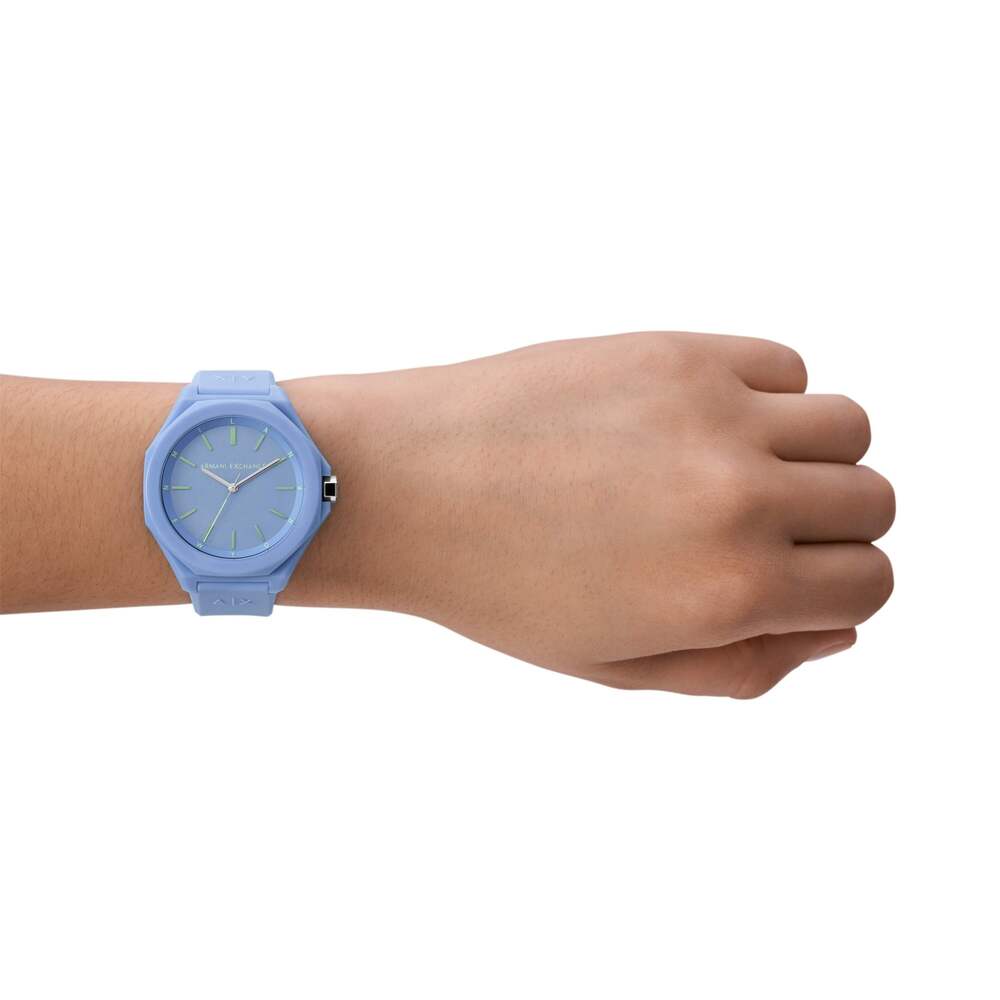 Three-Hand Blue Silicone Watch