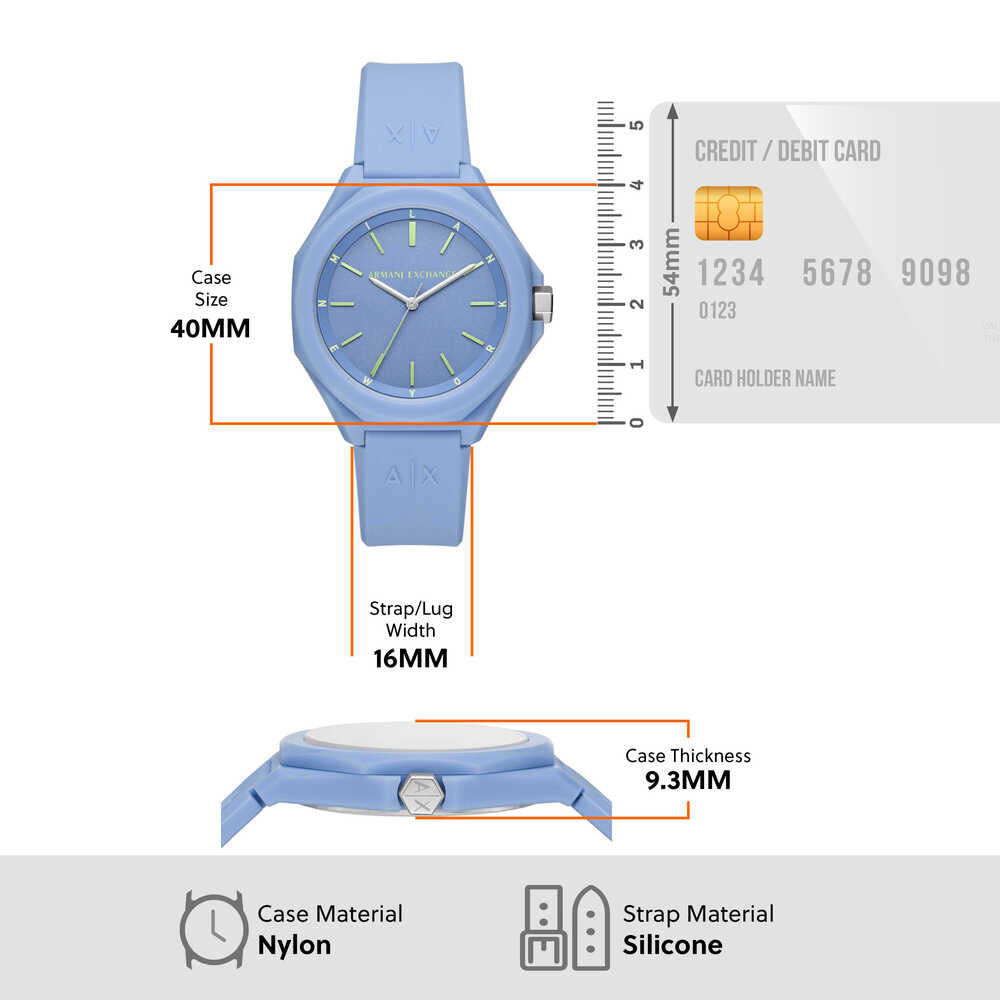 Three-Hand Blue Silicone Watch