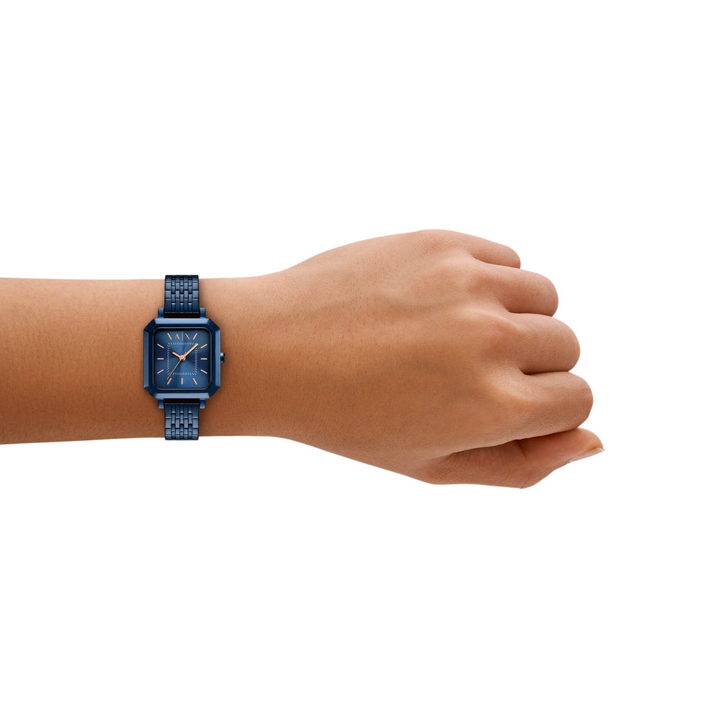 Three-Hand Blue Stainless Steel Watch