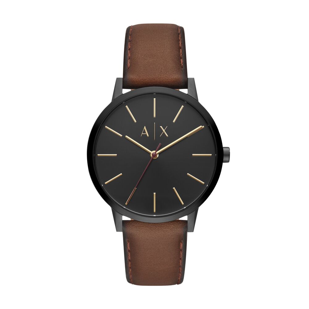 Three-Hand Brown Leather Watch