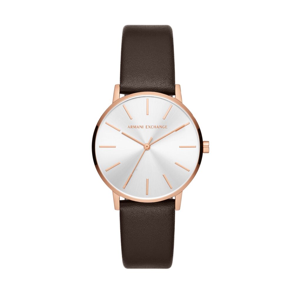 Three-Hand Brown Leather Watch