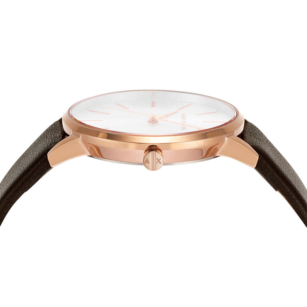 Three-Hand Brown Leather Watch