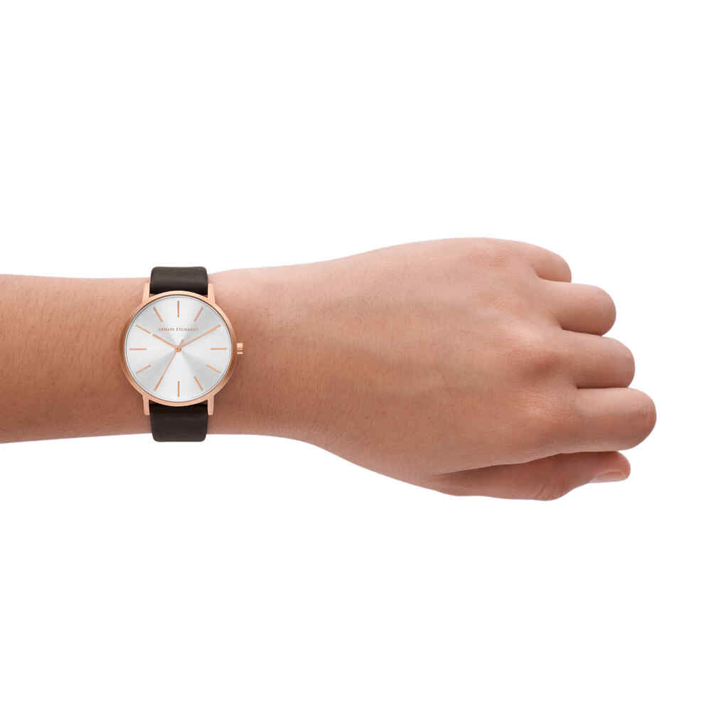Three-Hand Brown Leather Watch