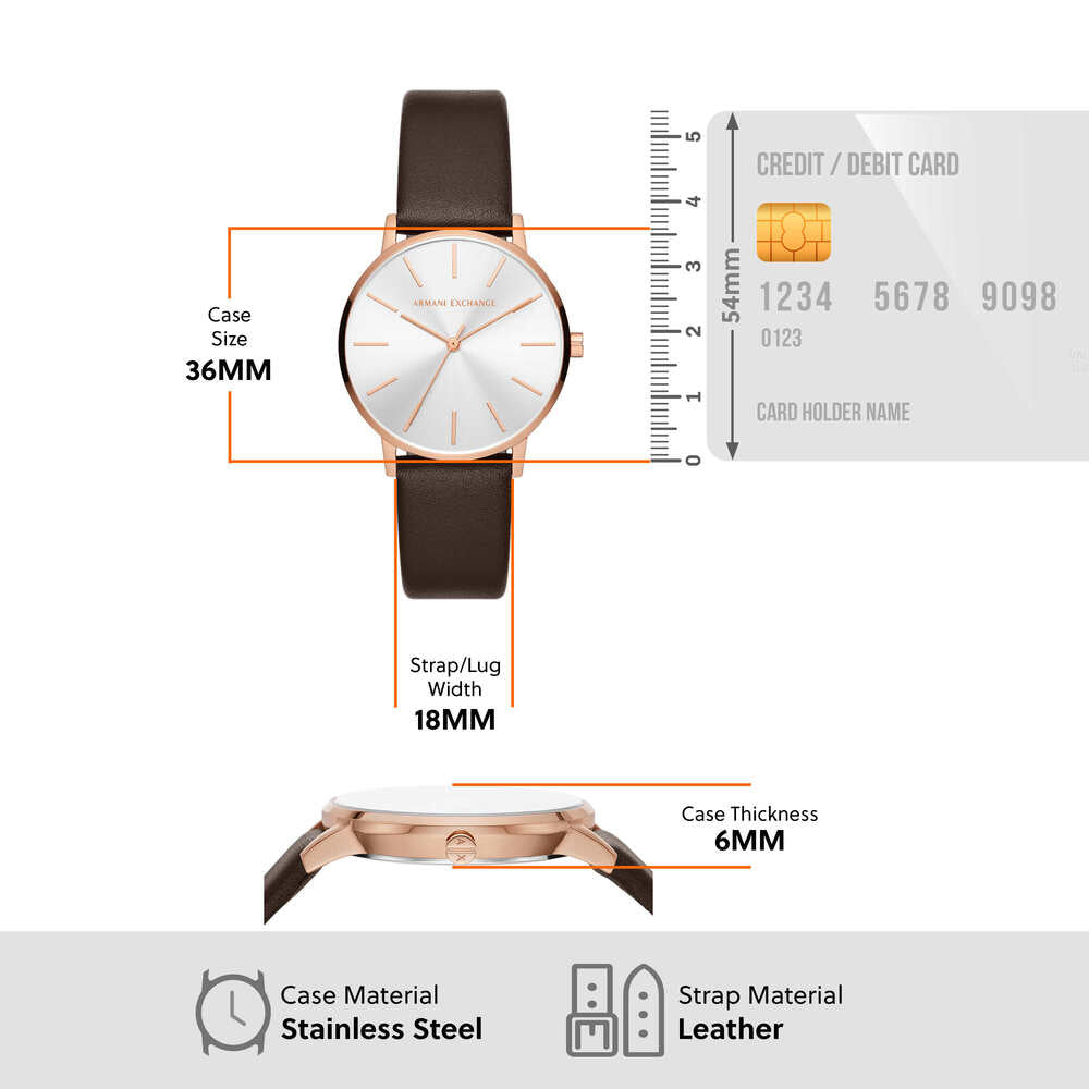 Three-Hand Brown Leather Watch