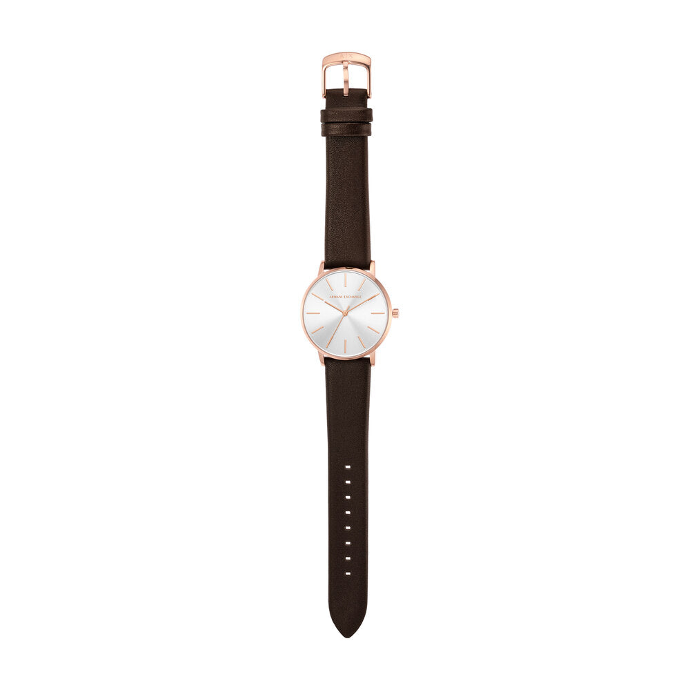 Three-Hand Brown Leather Watch