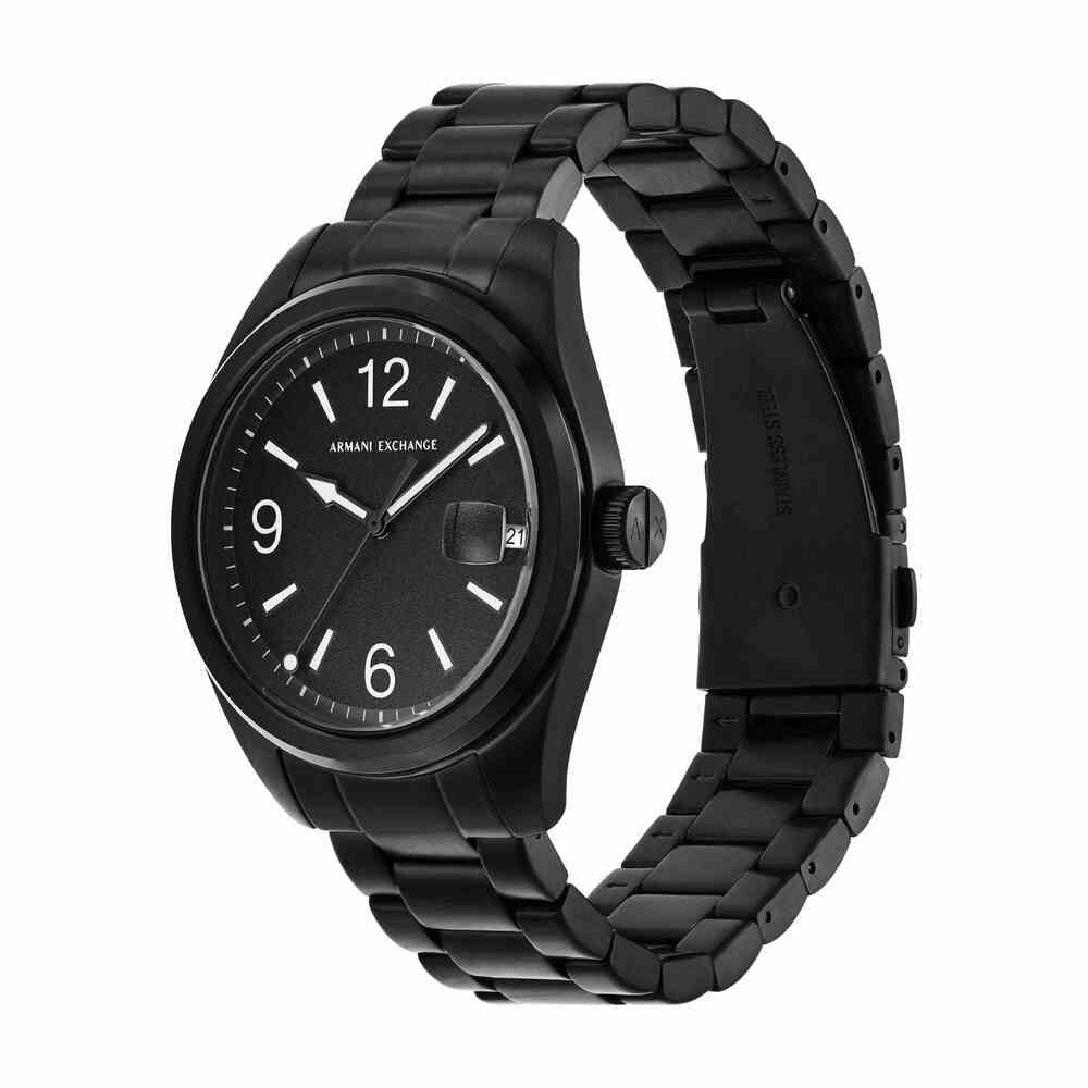 Three-Hand Date Black Stainless Steel Watch