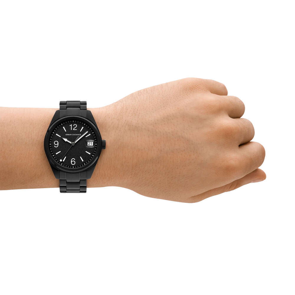 Three-Hand Date Black Stainless Steel Watch