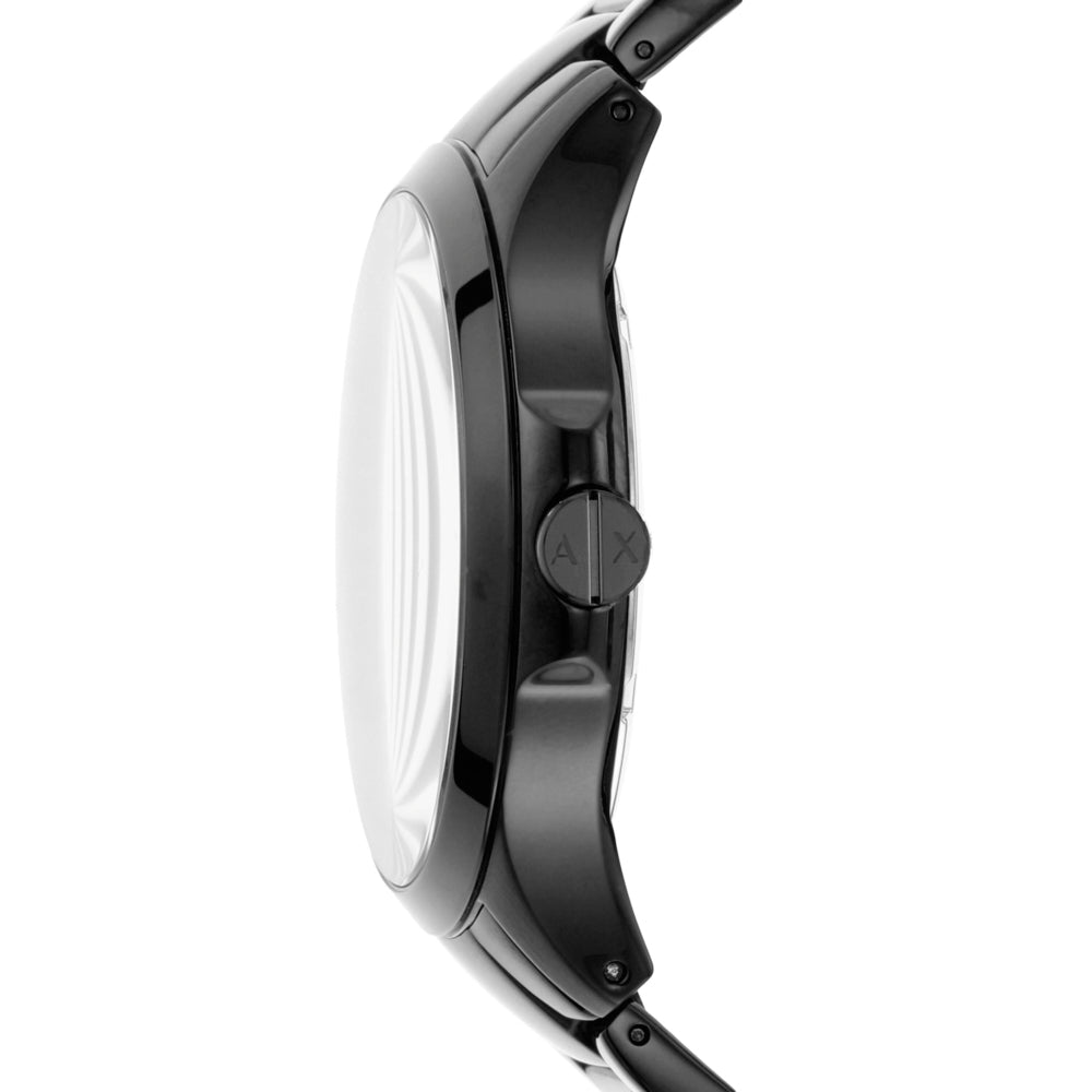 Three-Hand Date Black Stainless Steel Watch and Bracelet Gift Set