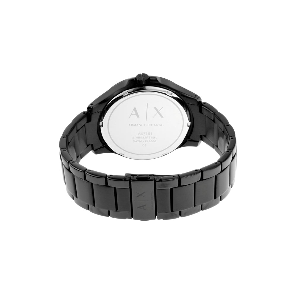 Three-Hand Date Black Stainless Steel Watch and Bracelet Gift Set