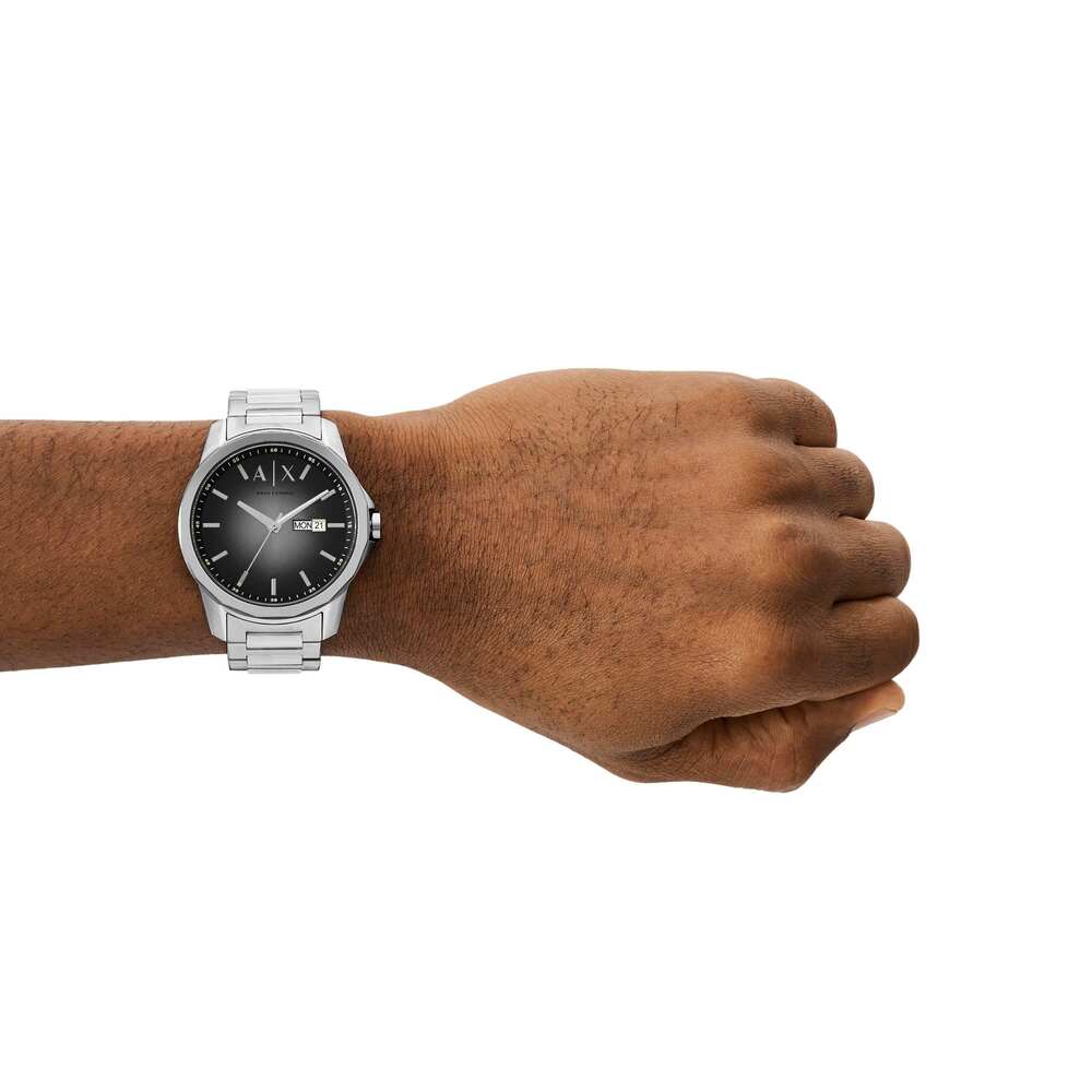 Three-Hand Day-Date Stainless Steel Watch