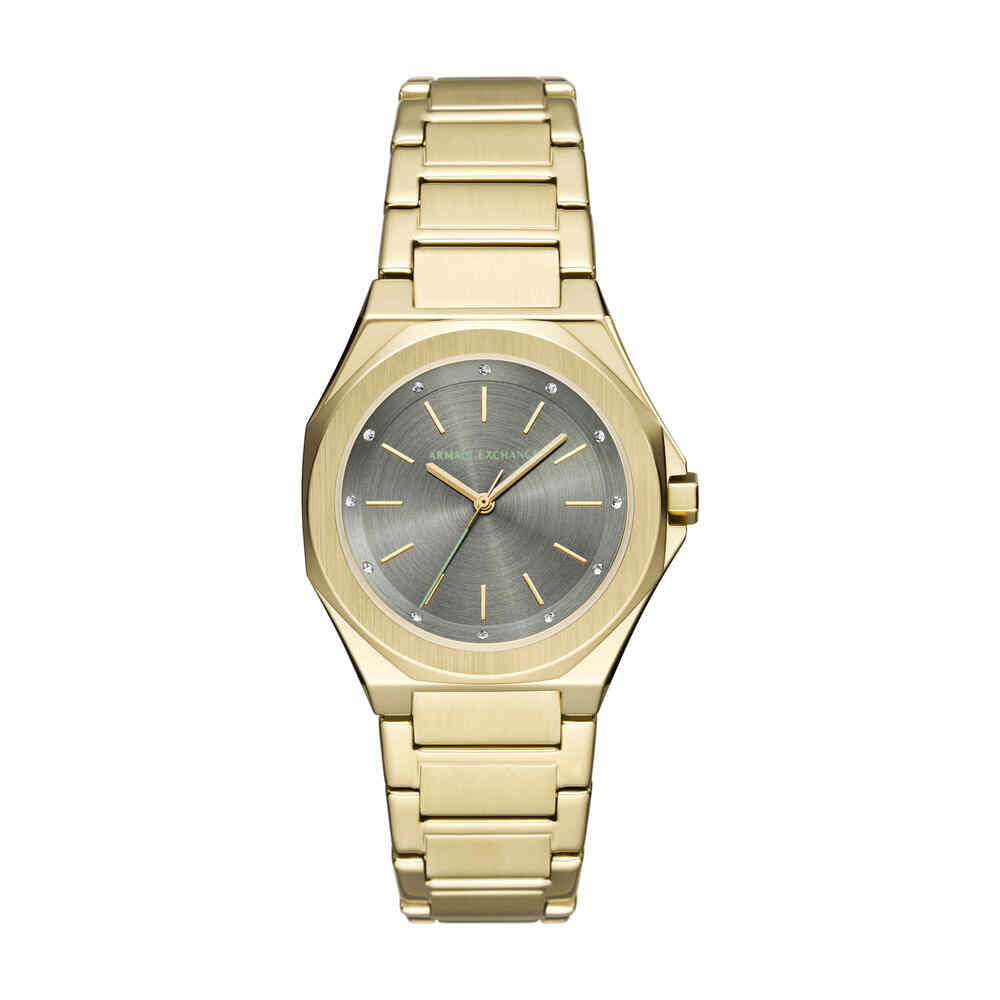 Three-Hand Gold-Tone Stainless Steel Watch