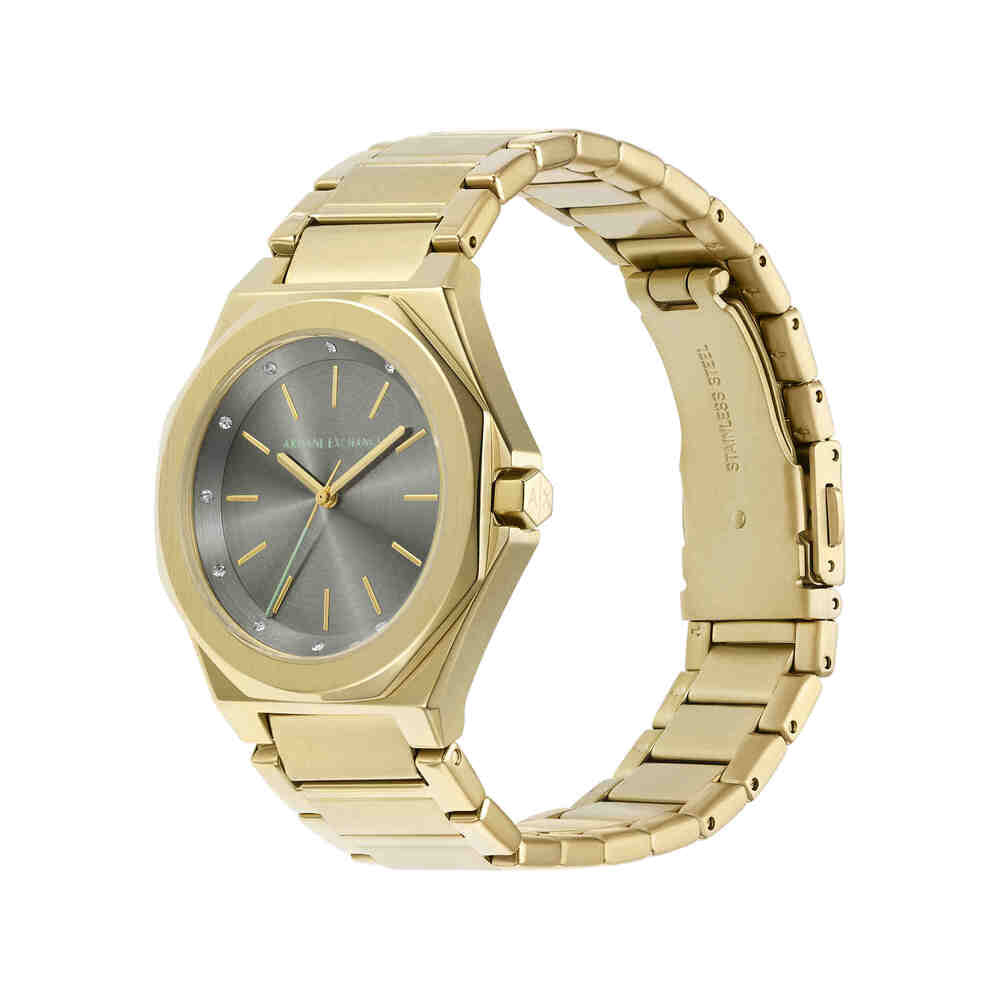 Three-Hand Gold-Tone Stainless Steel Watch