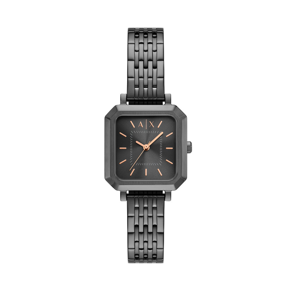 Three-Hand Gunmetal Stainless Steel Watch