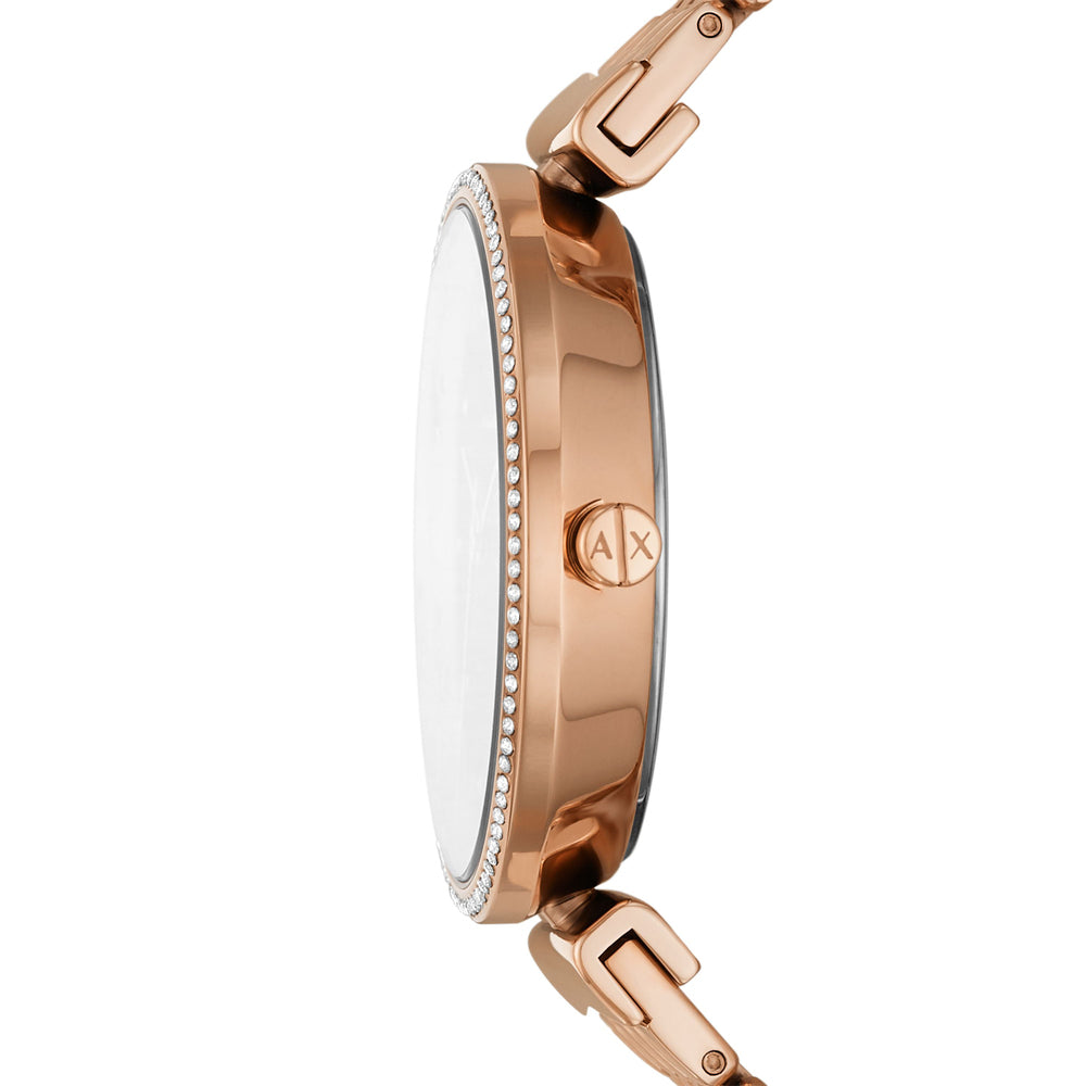Three-Hand Rose Gold-Tone Stainless Steel Watch