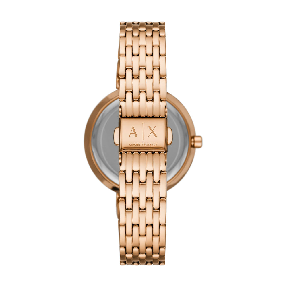 Three-Hand Rose Gold-Tone Stainless Steel Watch