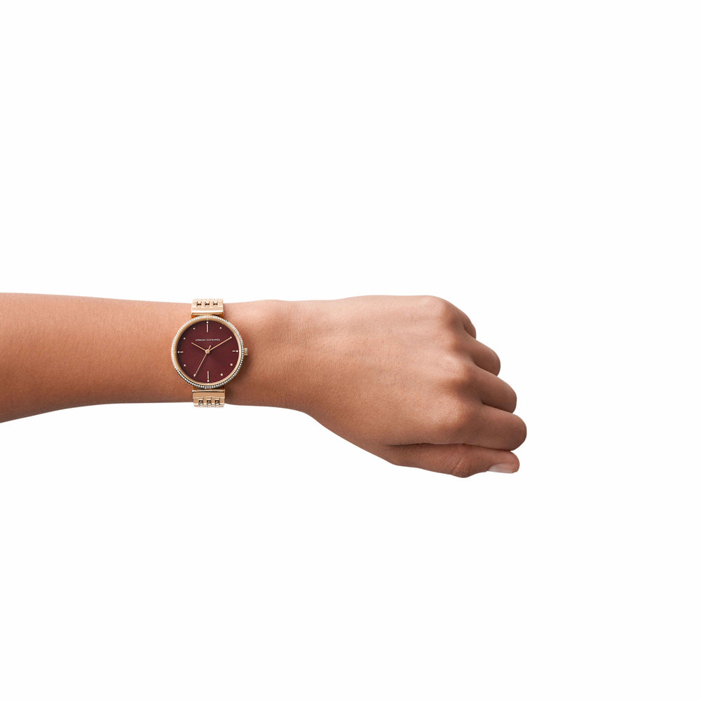Three-Hand Rose Gold-Tone Stainless Steel Watch