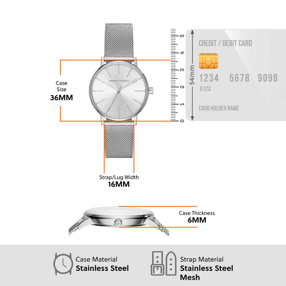 Three-Hand Stainless Steel Mesh Watch