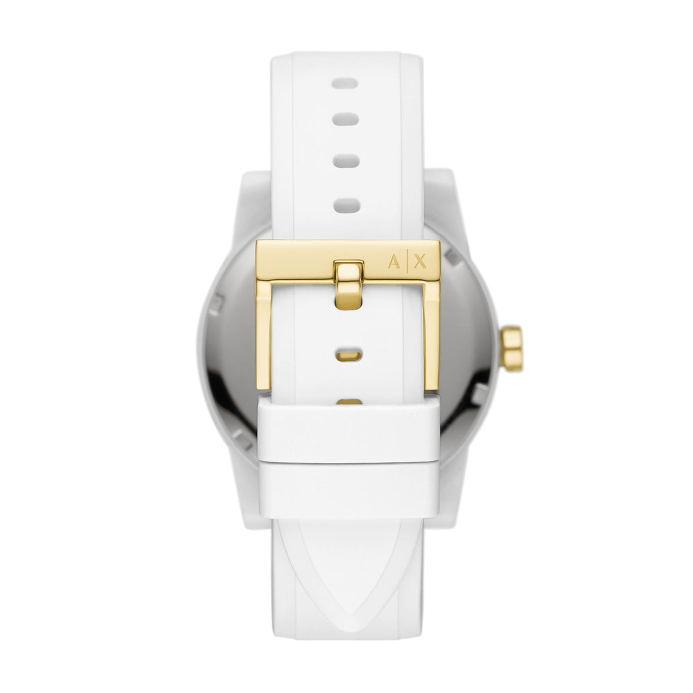 Three-Hand White Silicone Watch and Luggage Tag Gift Set