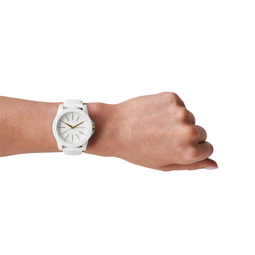 Three-Hand White Silicone Watch and Luggage Tag Gift Set