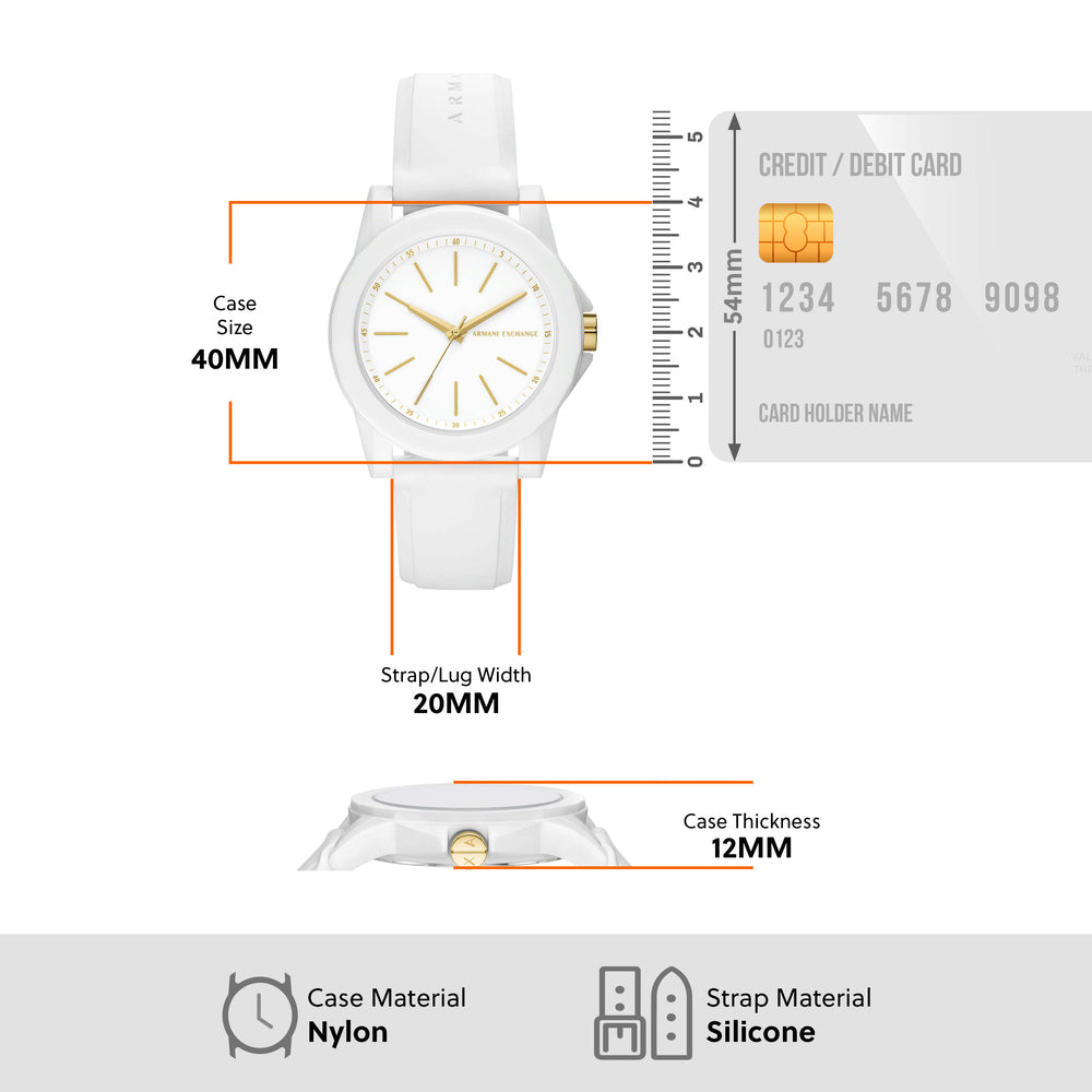 Three-Hand White Silicone Watch and Luggage Tag Gift Set