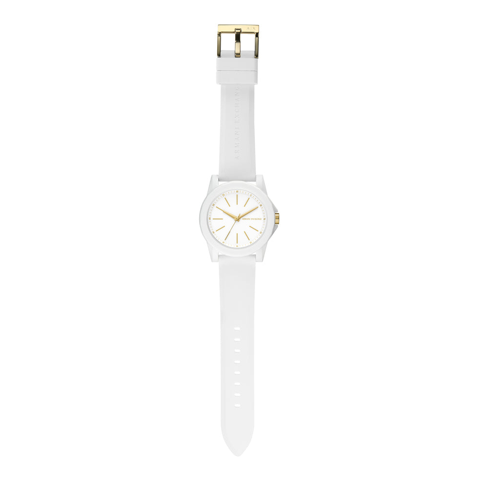 Three-Hand White Silicone Watch and Luggage Tag Gift Set